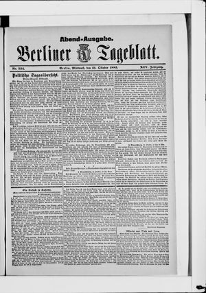 Berliner Tageblatt und Handels-Zeitung vom 21.10.1885