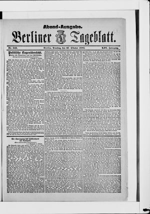 Berliner Tageblatt und Handels-Zeitung vom 27.10.1885