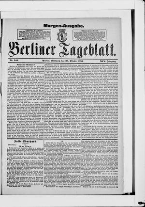 Berliner Tageblatt und Handels-Zeitung vom 28.10.1885