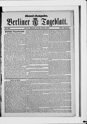 Berliner Tageblatt und Handels-Zeitung vom 28.10.1885