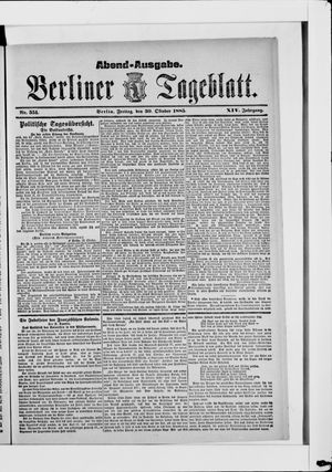 Berliner Tageblatt und Handels-Zeitung vom 30.10.1885