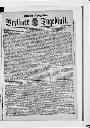 Berliner Tageblatt und Handels-Zeitung vom 31.10.1885