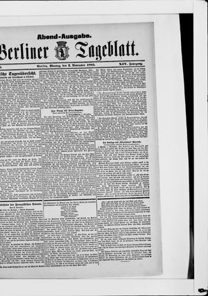 Berliner Tageblatt und Handels-Zeitung vom 02.11.1885