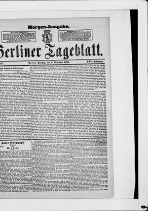 Berliner Tageblatt und Handels-Zeitung vom 03.11.1885