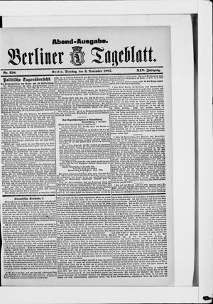 Berliner Tageblatt und Handels-Zeitung vom 03.11.1885