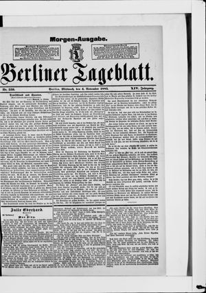 Berliner Tageblatt und Handels-Zeitung vom 04.11.1885