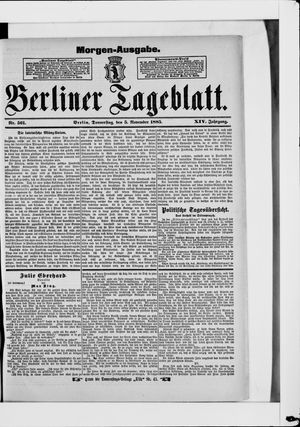 Berliner Tageblatt und Handels-Zeitung vom 05.11.1885