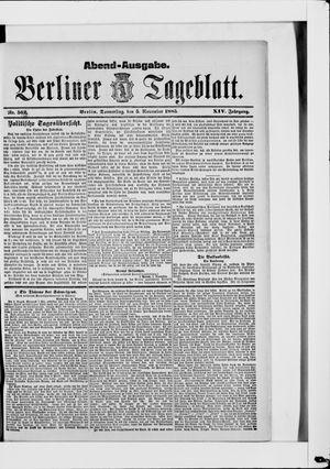 Berliner Tageblatt und Handels-Zeitung vom 05.11.1885