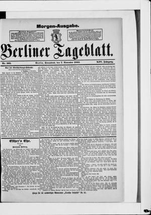 Berliner Tageblatt und Handels-Zeitung vom 07.11.1885