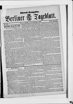 Berliner Tageblatt und Handels-Zeitung vom 10.11.1885