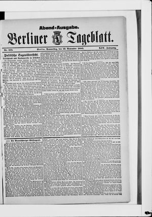 Berliner Tageblatt und Handels-Zeitung vom 12.11.1885