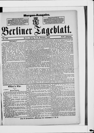 Berliner Tageblatt und Handels-Zeitung vom 13.11.1885