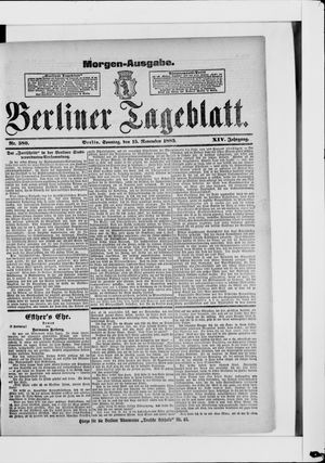 Berliner Tageblatt und Handels-Zeitung vom 15.11.1885