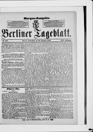 Berliner Tageblatt und Handels-Zeitung vom 19.11.1885