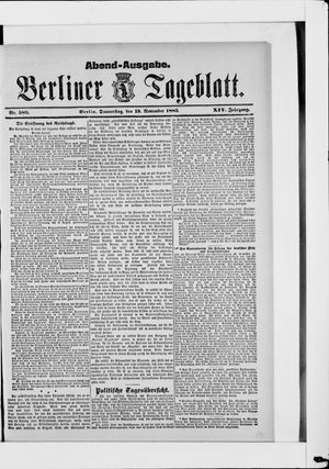 Berliner Tageblatt und Handels-Zeitung vom 19.11.1885