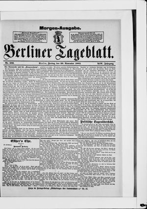 Berliner Tageblatt und Handels-Zeitung vom 20.11.1885