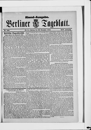 Berliner Tageblatt und Handels-Zeitung vom 20.11.1885
