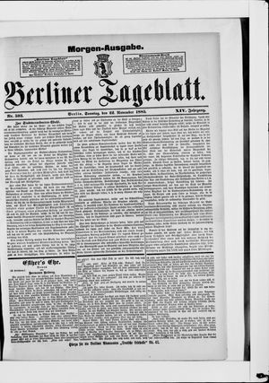 Berliner Tageblatt und Handels-Zeitung vom 22.11.1885