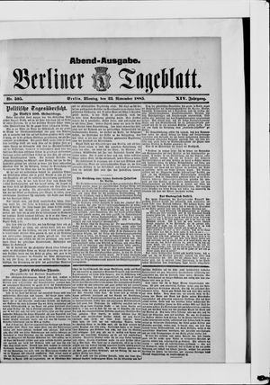 Berliner Tageblatt und Handels-Zeitung vom 23.11.1885