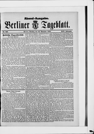 Berliner Tageblatt und Handels-Zeitung vom 24.11.1885