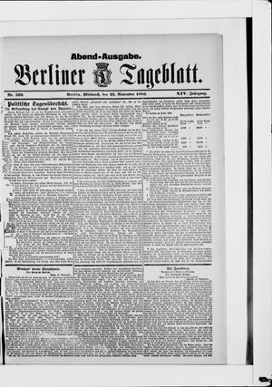 Berliner Tageblatt und Handels-Zeitung vom 25.11.1885
