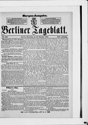 Berliner Tageblatt und Handels-Zeitung vom 26.11.1885
