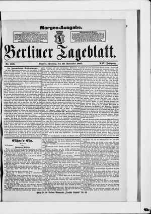 Berliner Tageblatt und Handels-Zeitung vom 29.11.1885