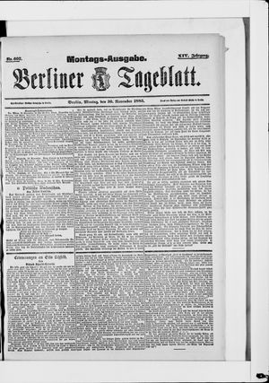 Berliner Tageblatt und Handels-Zeitung vom 30.11.1885