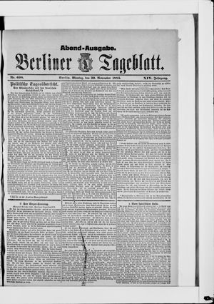 Berliner Tageblatt und Handels-Zeitung on Nov 30, 1885