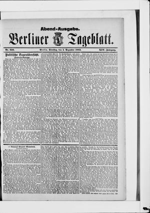 Berliner Tageblatt und Handels-Zeitung vom 01.12.1885