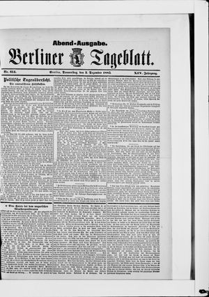 Berliner Tageblatt und Handels-Zeitung vom 03.12.1885