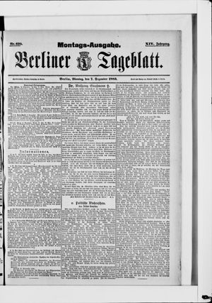 Berliner Tageblatt und Handels-Zeitung on Dec 7, 1885