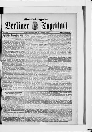 Berliner Tageblatt und Handels-Zeitung vom 08.12.1885