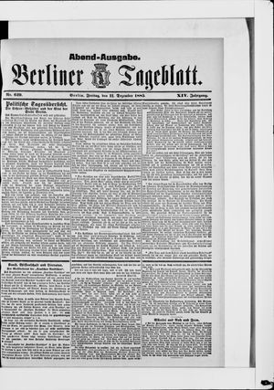 Berliner Tageblatt und Handels-Zeitung vom 11.12.1885