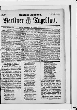 Berliner Tageblatt und Handels-Zeitung vom 14.12.1885