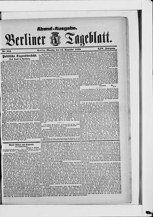 Berliner Tageblatt und Handels-Zeitung vom 14.12.1885