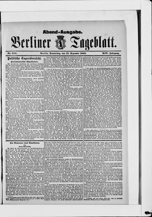 Berliner Tageblatt und Handels-Zeitung vom 17.12.1885