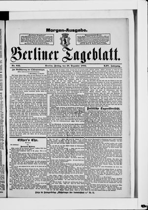 Berliner Tageblatt und Handels-Zeitung on Dec 18, 1885