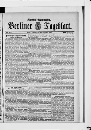 Berliner Tageblatt und Handels-Zeitung on Dec 18, 1885
