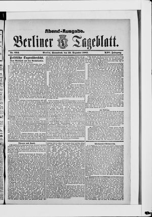 Berliner Tageblatt und Handels-Zeitung vom 19.12.1885