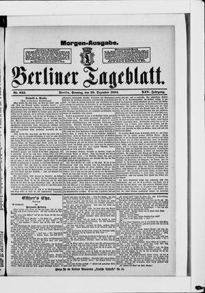 Berliner Tageblatt und Handels-Zeitung vom 20.12.1885