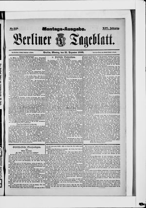 Berliner Tageblatt und Handels-Zeitung vom 21.12.1885