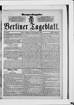 Berliner Tageblatt und Handels-Zeitung vom 22.12.1885