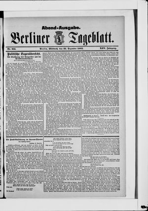 Berliner Tageblatt und Handels-Zeitung vom 23.12.1885