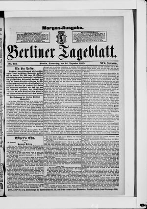 Berliner Tageblatt und Handels-Zeitung vom 24.12.1885