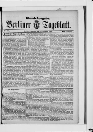 Berliner Tageblatt und Handels-Zeitung vom 24.12.1885