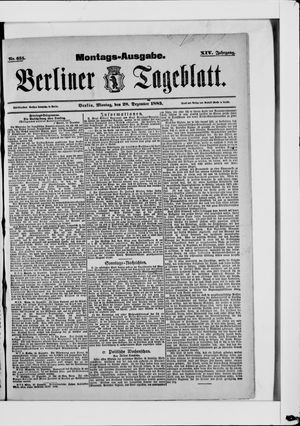 Berliner Tageblatt und Handels-Zeitung vom 28.12.1885