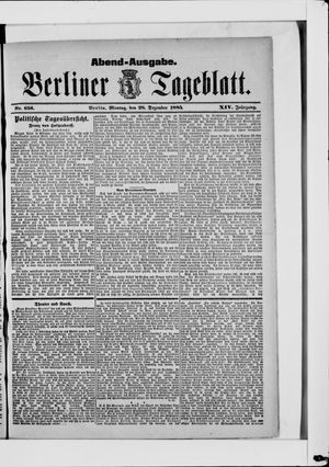 Berliner Tageblatt und Handels-Zeitung vom 28.12.1885