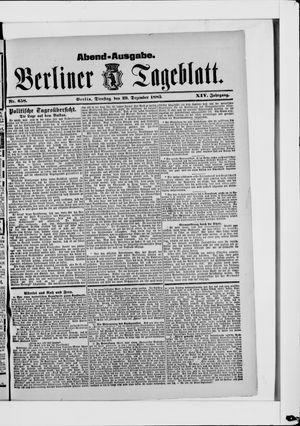 Berliner Tageblatt und Handels-Zeitung vom 29.12.1885
