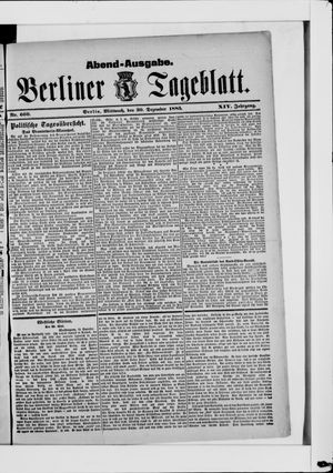 Berliner Tageblatt und Handels-Zeitung vom 30.12.1885
